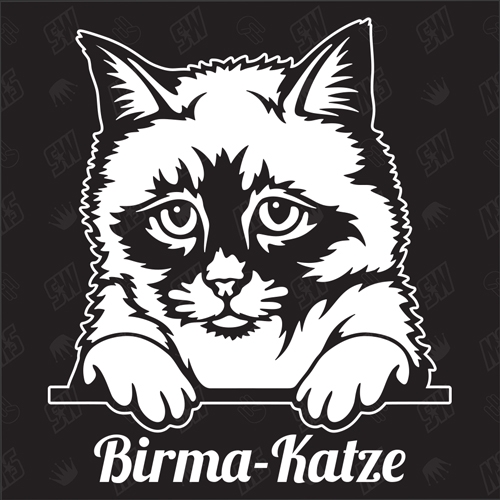 Birmakatze Version 1 - Sticker, Aufkleber, Katzenaufkleber, Katze, Cat