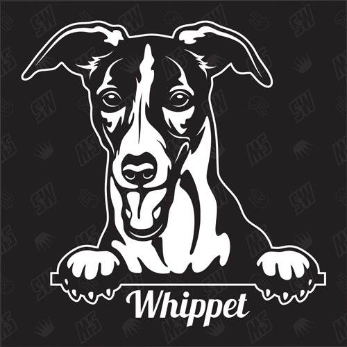 Whippet Version 1 - Sticker, Hundeaufkleber, Autoaufkleber