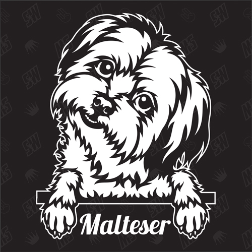 Malteser Version 4 - Sticker, Hundeaufkleber, Autoaufkleber