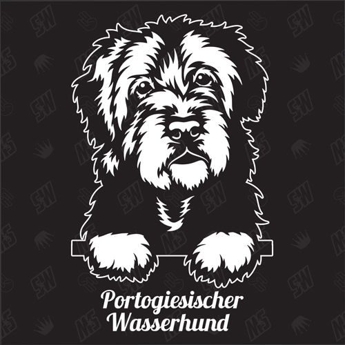 Portogiesischer Wasserhund Version 1 - Sticker, Hundeaufkleber, Autoaufkleber