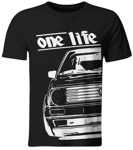 one life - T-Shirt - VW Golf 2 / GTI Schwarz / 2XL