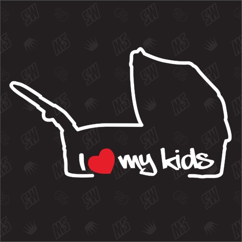 I love my Kids - Sticker - Kinderwagen