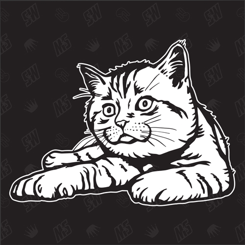 Kätzchen Version 11 - Sticker, Aufkleber, Hauskatze, liegend, süße Katze, Katzenaufkleber, Cat