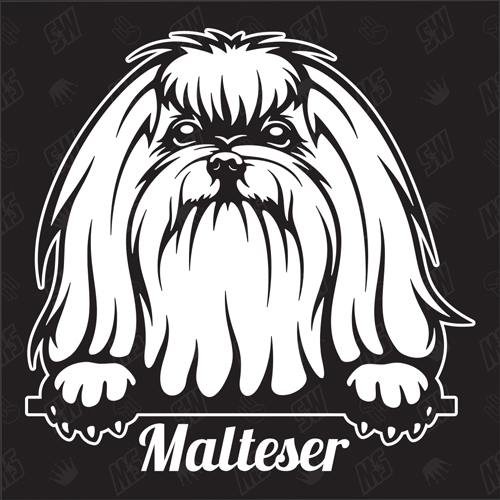 Malteser Version 5 - Sticker, Hundeaufkleber, Autoaufkleber