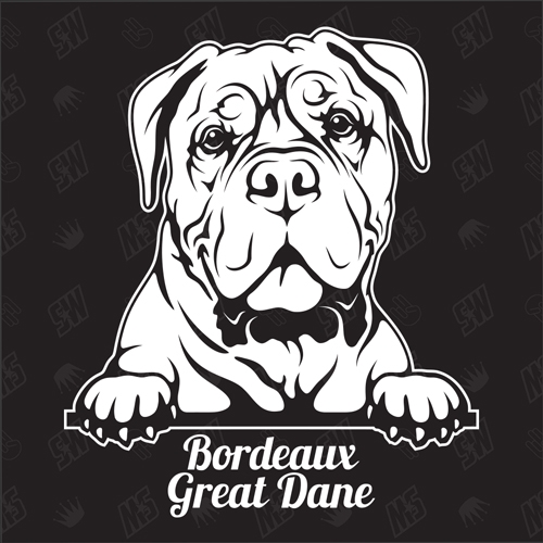 Bordeaux Great Dane French Mastiff Version 1 - Sticker, Hundeaufkleber, Autoaufkleber