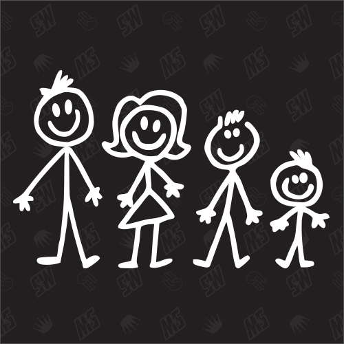 Strichmännchen Familie - Eltern mit 2 Boys - Sticker Family
