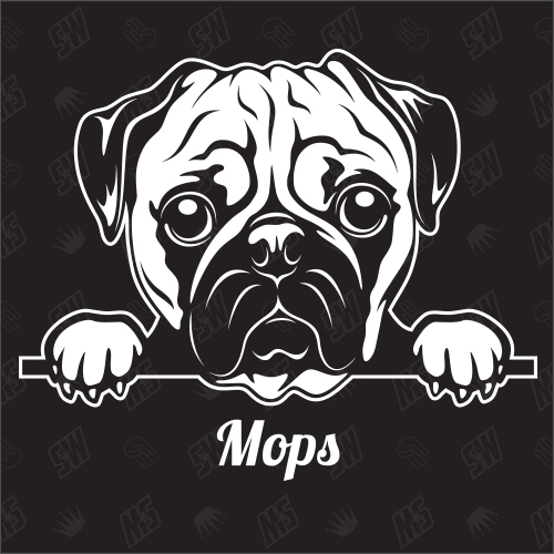 Mops Version 1 - Sticker, Hundeaufkleber, Autoaufkleber, Pug