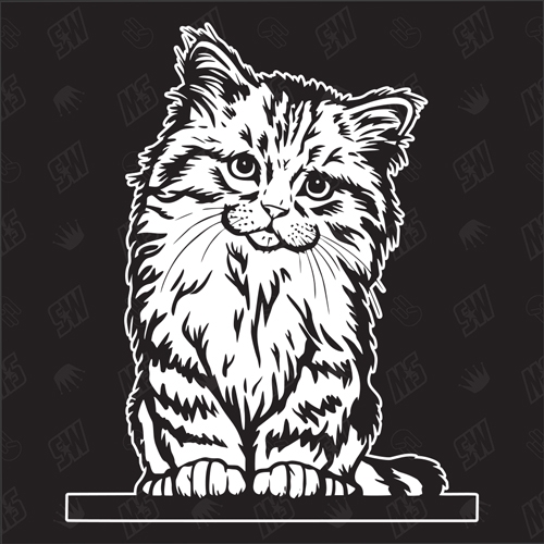 Kätzchen Version 25 - Sticker, Aufkleber, Hauskatze, sitzend, süße Katze, Katzenaufkleber, Cat