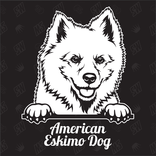 American Eskimo Dog Version 1 - Sticker, Hundeaufkleber, Autoaufkleber