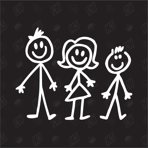 Strichmännchen Familie - Eltern mit 1 Boy - Sticker Family