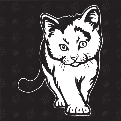 Kätzchen Version 15 - Sticker, Aufkleber, Hauskatze, stehend, süße Katze, Katzenaufkleber, Cat