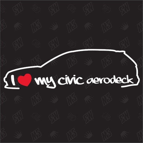 I love my Honda Civic Aerodeck Silouette - Sticker BJ 1998-2000