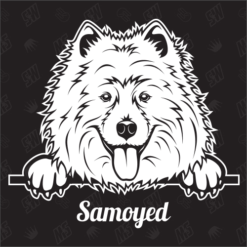 Samoyed Spitz Version 1 - Sticker, Hundeaufkleber, Autoaufkleber