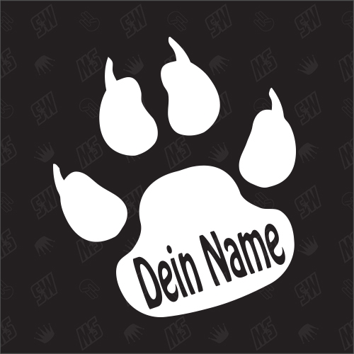 Hundepfote Dein Name - Sticker, Aufkleber