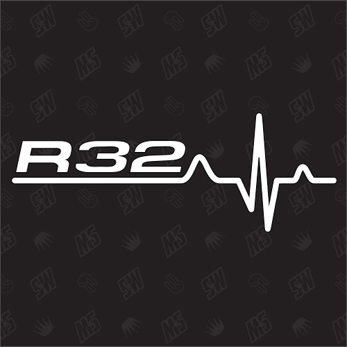 R32 Herzschlag - Sticker kompatibel mit VW