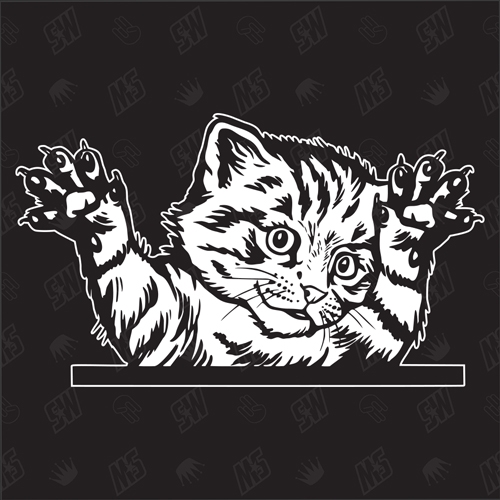 Kätzchen Version 21 - Sticker, Aufkleber, Hauskatze, spielend, süße Katze, Katzenaufkleber, Cat