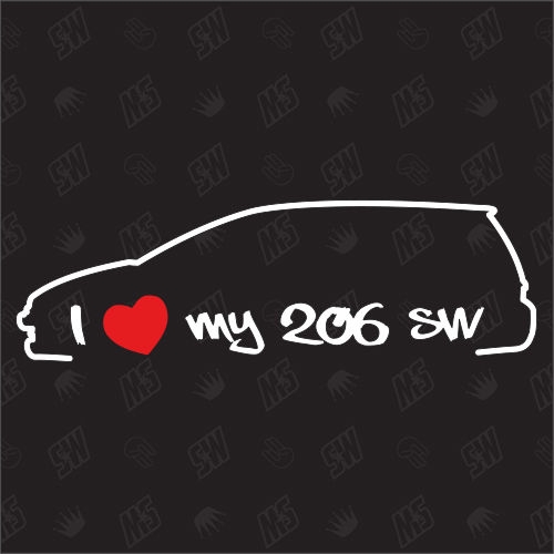 I love my Peugeot 206 SW - Sticker Bj. 02-03