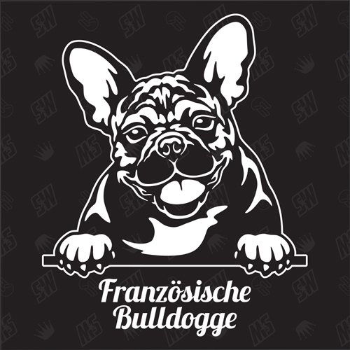 Französische Bulldogge Frenchi, Frenchie Version 3 - Sticker, Hundeaufkleber, Autoaufkleber