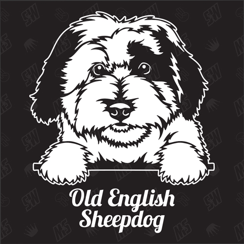 Old English Sheepdog Version 1 - Sticker, Hundeaufkleber, Autoaufkleber