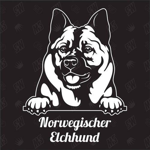 Norwegischer Elchhund Version 1 - Sticker, Hundeaufkleber, Autoaufkleber