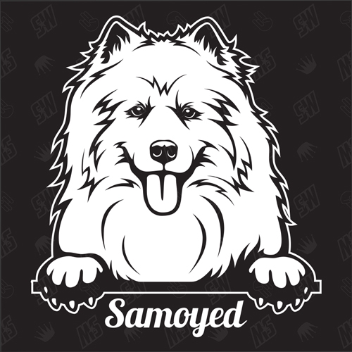 Samoyed Version 2 - Sticker, Hundeaufkleber, Autoaufkleber