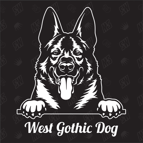 West Gothic Dog Version 1 - Sticker, Hundeaufkleber, Autoaufkleber
