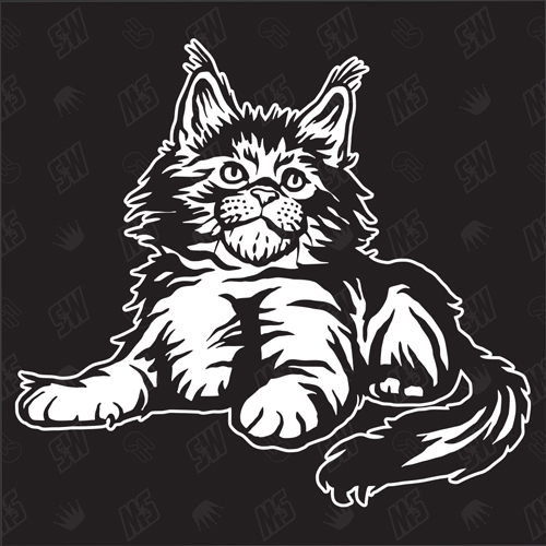 Kätzchen Version 3 - Sticker, Aufkleber, Hauskatze, liegend, süße Katze, Katzenaufkleber, Cat