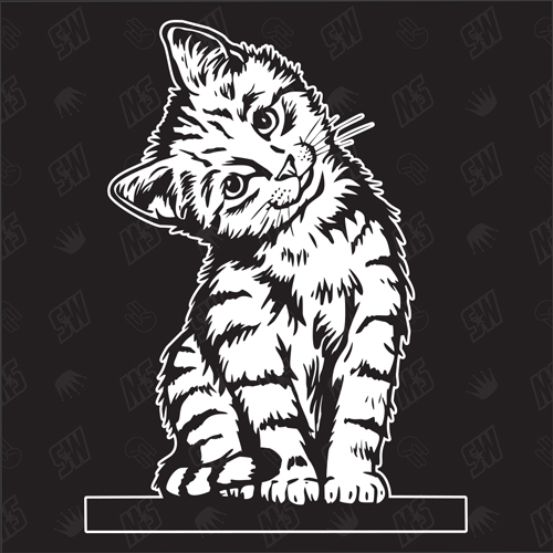 Kätzchen Version 24 - Sticker, Aufkleber, Hauskatze, sitzend, süße Katze, Katzenaufkleber, Cat