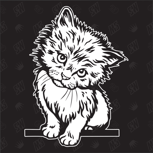 Kätzchen Version 23 - Sticker, Aufkleber, Hauskatze, sitzend, süße Katze, Katzenaufkleber, Cat